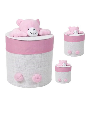 Kids' Lidded Organizer Baskets Teddy Bear Design