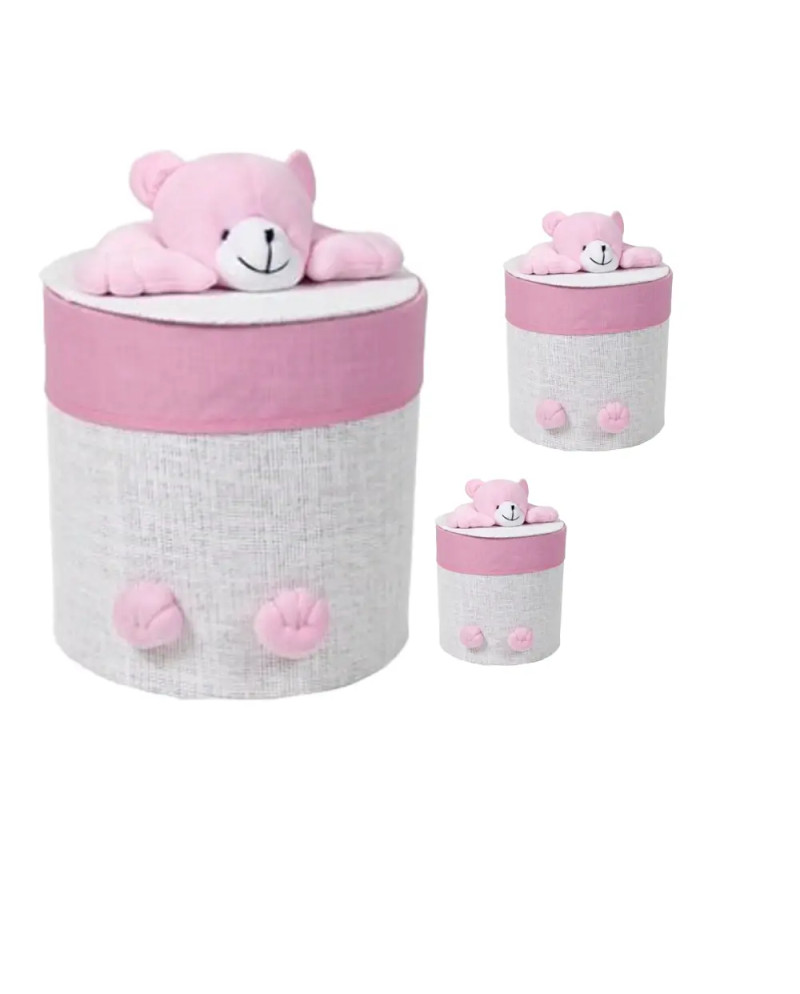 Kids' Lidded Organizer Baskets Teddy Bear Design
