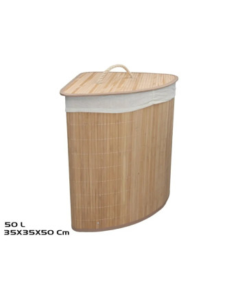 Cesto Ropa Esquinero Bambú Irka 50L 35x35x57cm