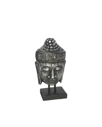 Testa Buddha Kiwa Argento 30cm | Statuetta Decor Zen