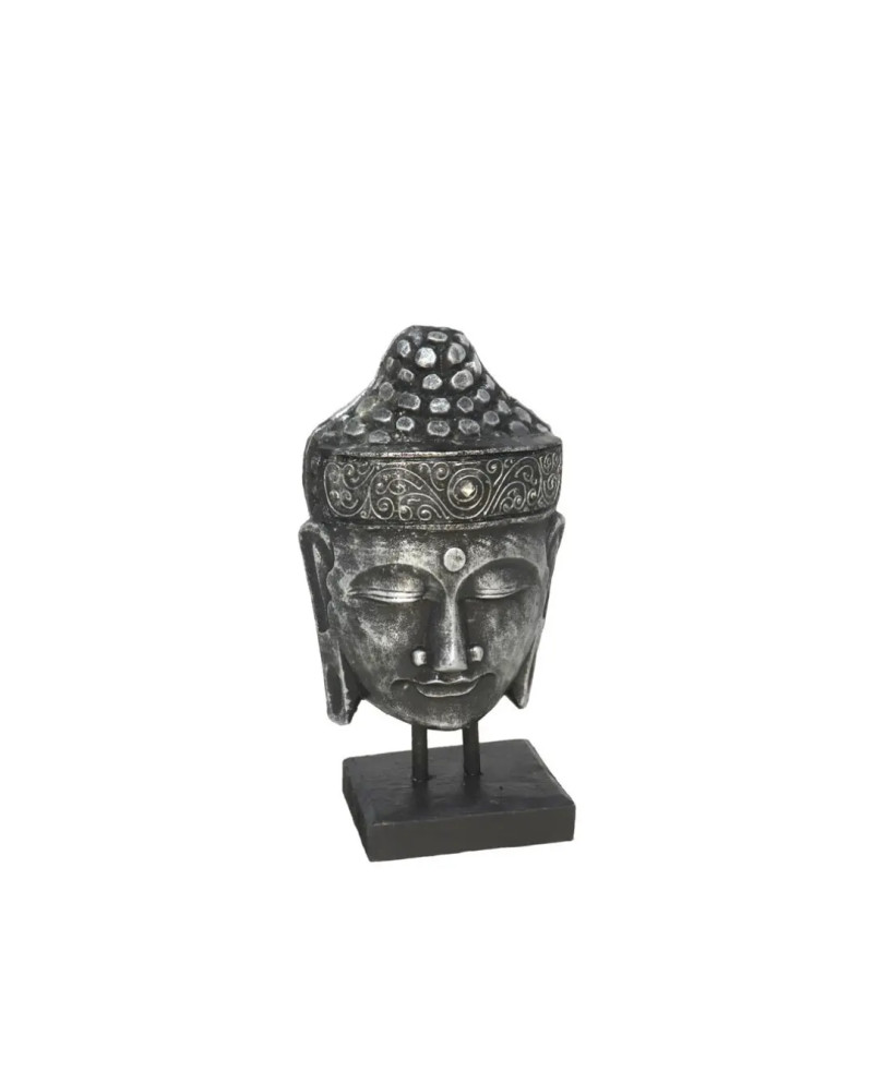 Buddha Kopf Kiwa Silber 30cm | Zen Deko Figur