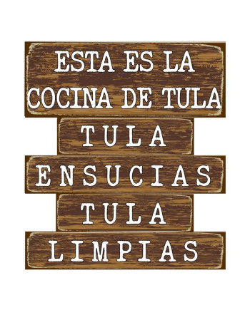 Adorno Pared Cocina Tula Divertido Madera Rústica
