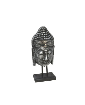 Statue Tête Bouddha Kiwa Argent 40cm Décor Zen