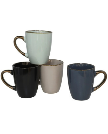 4er Set Keramiktassen 350ml (Schwarz, Grün, Blau, Grau)