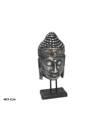 Statua Testa Buddha Kiwa Argento 40cm Decor Zen