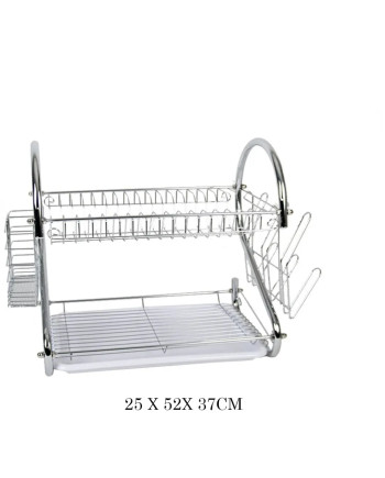 Alen Dish Drainer Rack 2-Tier Metal Plastic Tray Kitchen