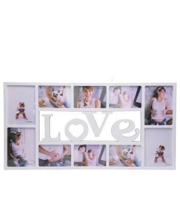 Cadre Photo Multiple LOVE Blanc 10 Photos 72x36.5cm Mural