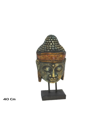 Kuma Buddha Head Figure Green 40cm Home Decor