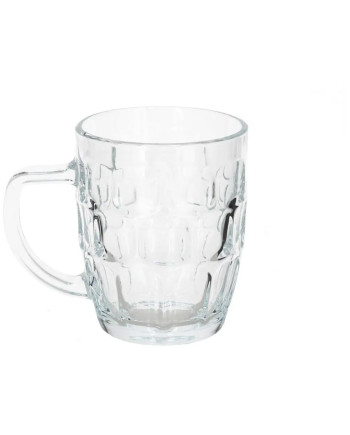 Beer Mugs Glass 550ml (Set of 6) Dishwasher Safe Heavy Duty