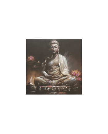 Quadro Buddha Seduto Loto 40x40x3cm Decorazione Zen Casa
