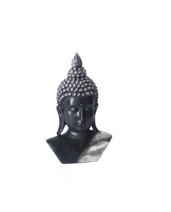 Busto Buddha Nero Argento Decorazione Zen Spirituale Casa
