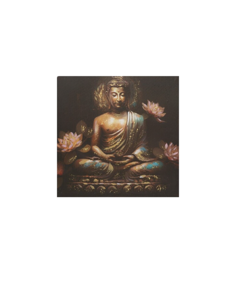 Quadro Buddha Zen 40x40cm Dettagli Dorati Decorazione