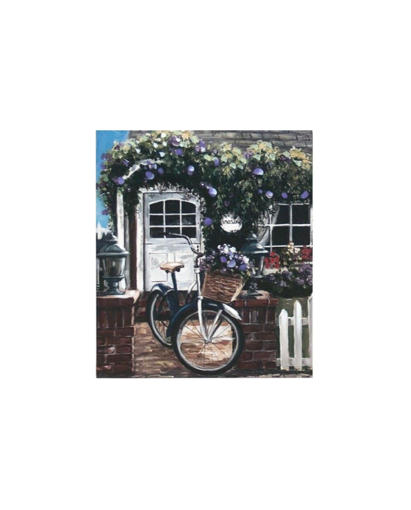 Tableau Vélo Fleurs Art Mural Toile 50x60x1.8cm