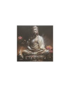 Tableau Bouddha Assis Lotus 40x40x3cm Décor Zen Maison