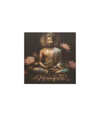 Zen Buddha Painting 40x40cm Gold Details Decor