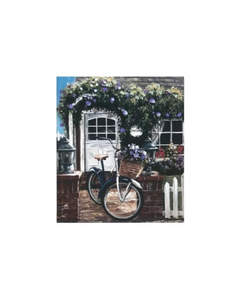 Tableau Vélo Fleurs Art Mural Toile 50x60x1.8cm