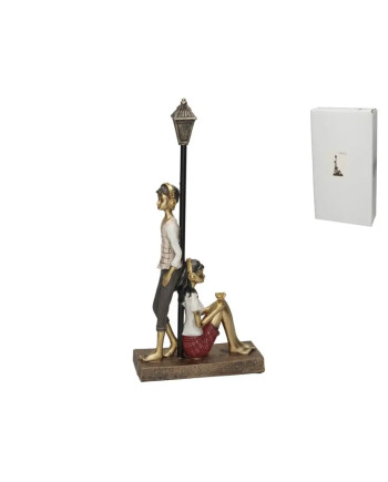 Figura Decorativa Coppia con Lampione in Resina 37 cm