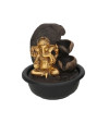 Fontaine Décorative Ganesha Zen 16x16x19cm Doré & Marron