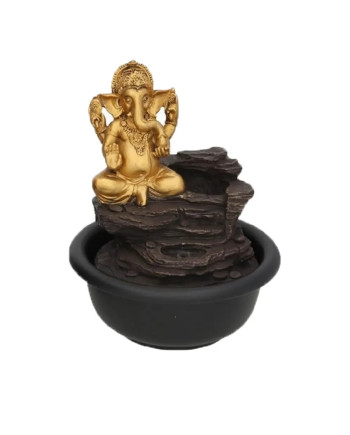 Decorative Ganesha Fountain | Black Ceramic Base Waterfall