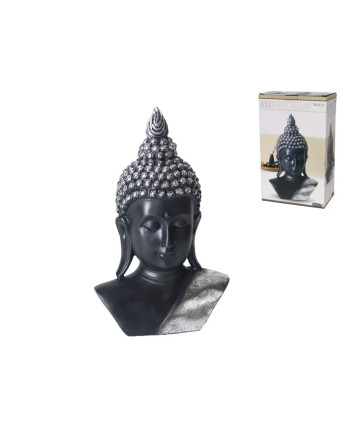 Buddha Büste Schwarz Silber Zen Spirituell Heimdeko Figur