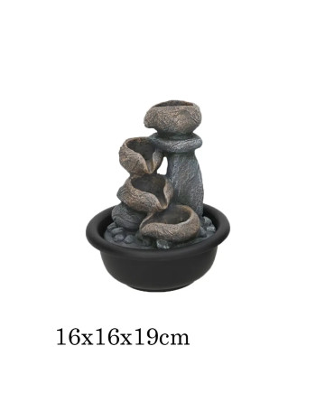 Fontaine Zen Intérieur Cascade Roches 16x16x19 cm Gris