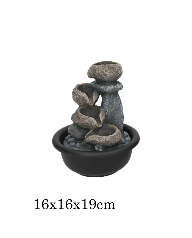 Fontaine Zen Intérieur Cascade Roches 16x16x19 cm Gris