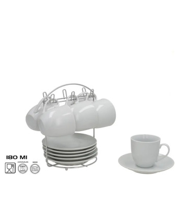 Set 6 Tazas y Platos de Cerámica 180ml con Soporte Tarck