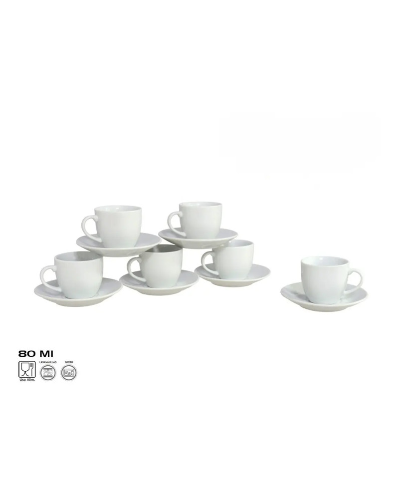 Set of 6 Tarck Espresso Cups with Saucers 80cc Ceramic