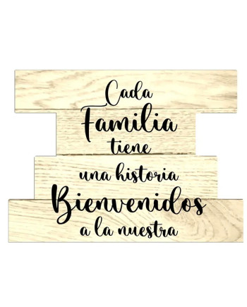 Cartel Madera Frase Familia Bienvenida Decoración Hogar