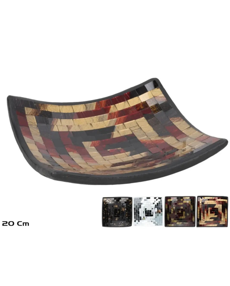 Plateau Centre Table Mosaïque Verre Artisanal 20cm Déco