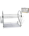 Alen Dish Drainer Rack 2-Tier Metal Plastic Tray Kitchen